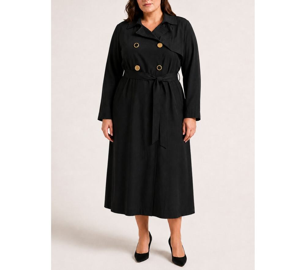 St. John Coat Collection Long Black Trench Coat Coat Women's Sz. 16